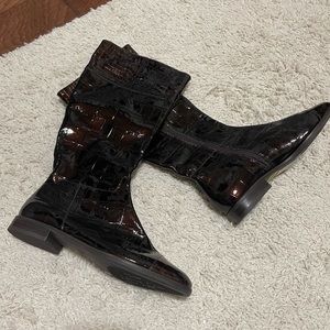 Alex Marie Patent Leather Croc Embossed Boots
